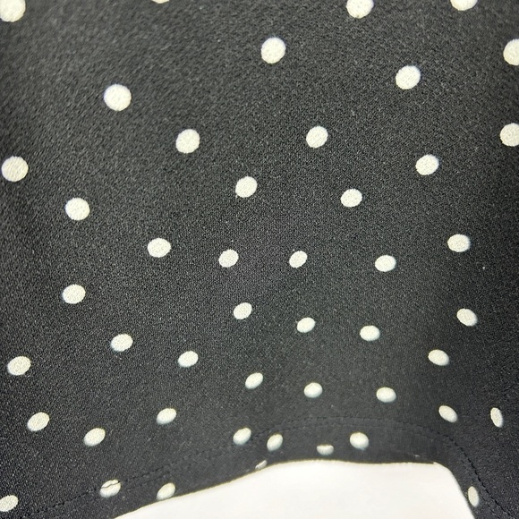 Adrianna Papell Polka Dot Short Ruched Sleeve Square Neck Top Medium Black - Picture 6 of 11